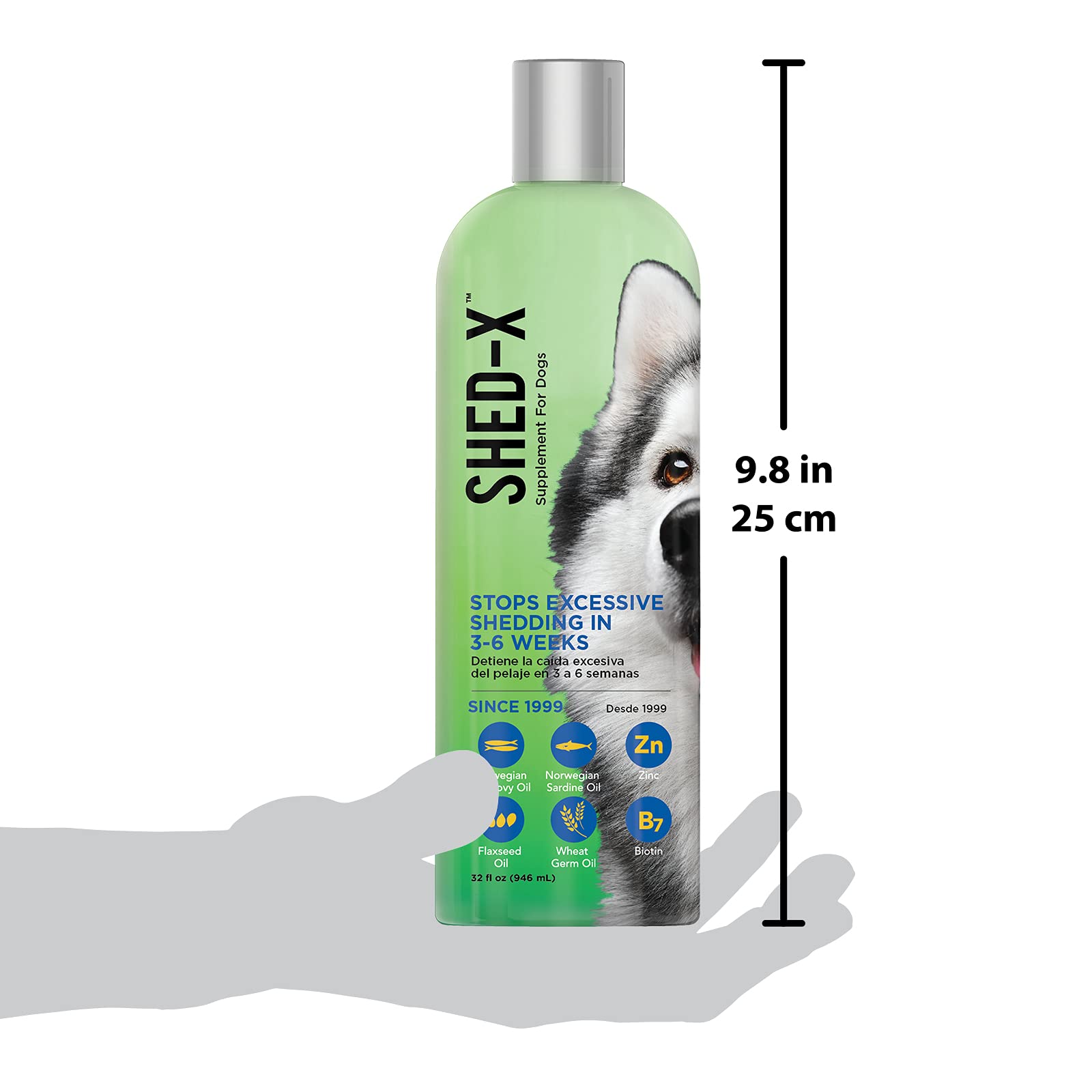 Shed-X Liquid Dog Supplement, 32oz - 100% Natural - Helps Dog Shedding, Fish Oil for Dogs Supports Skin & Coat, Dog Oil for Food